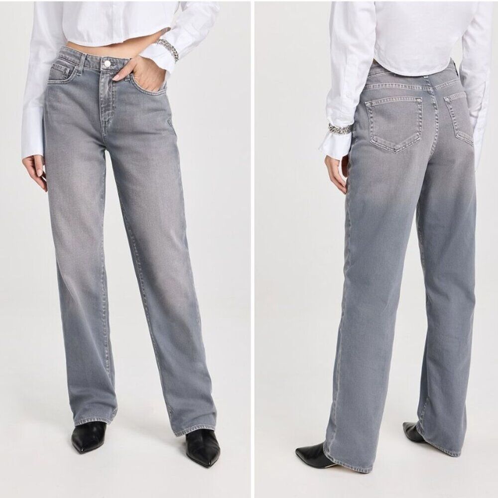 L'AGENCE Women's Jeans Jones Ultra Stovepipe Relaxed Straight Cool Grey Size 33
